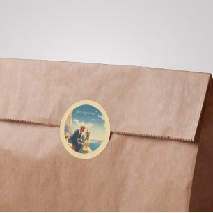 Vintage Travel Poster, Valentine personalisierbar Runder Aufkleber