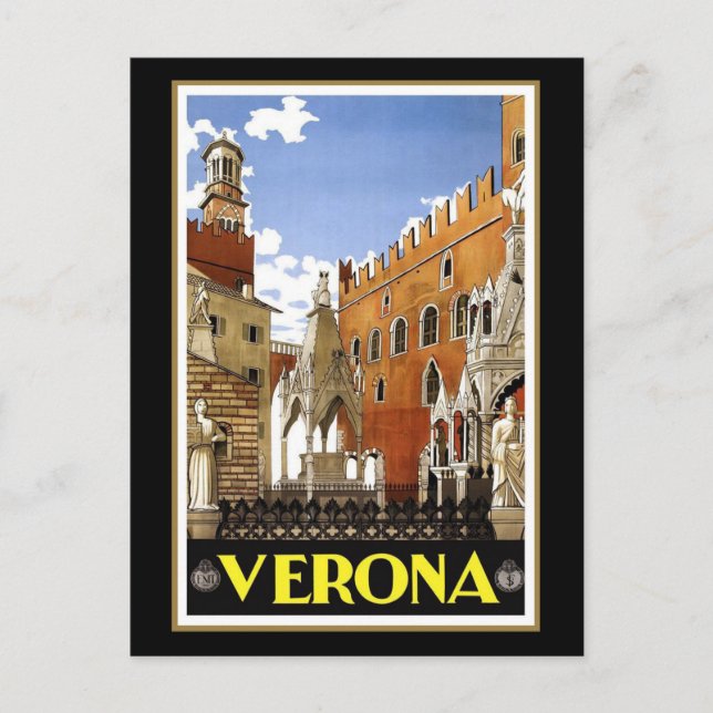 Vintage travel poster, Verona, Italien, Postkarte (Vorderseite)