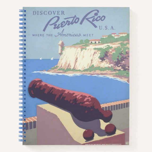 Vintage Travel Poster Werbung Puerto Rico Notizbuch (Vorderseite)