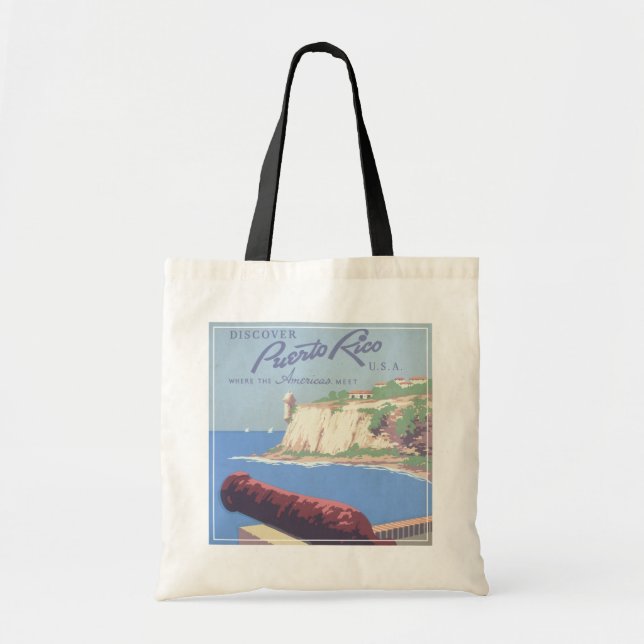 Vintage Travel Poster Werbung Puerto Rico Tragetasche (Vorne)