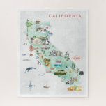 Vintage Travel Postkarte | California Collvable<br><div class="desc">Ein perfektes Kunstwerk für jeden, der Kalifornien Lieben hat. Mit Aquarell illustrierte Karte aller beliebten Sehenswürdigkeiten. Fügen Sie diesem Design Ihre benutzerdefinierte Formulierung hinzu, indem Sie die Felder "Diese Designvorlage bearbeiten" auf der rechten Seite des Elements verwenden, oder klicken Sie auf die blaue Schaltfläche "Anpassen", um den Text zu ordnen,...</div>