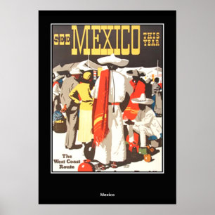 Vintage Travel Print Poster Mexiko