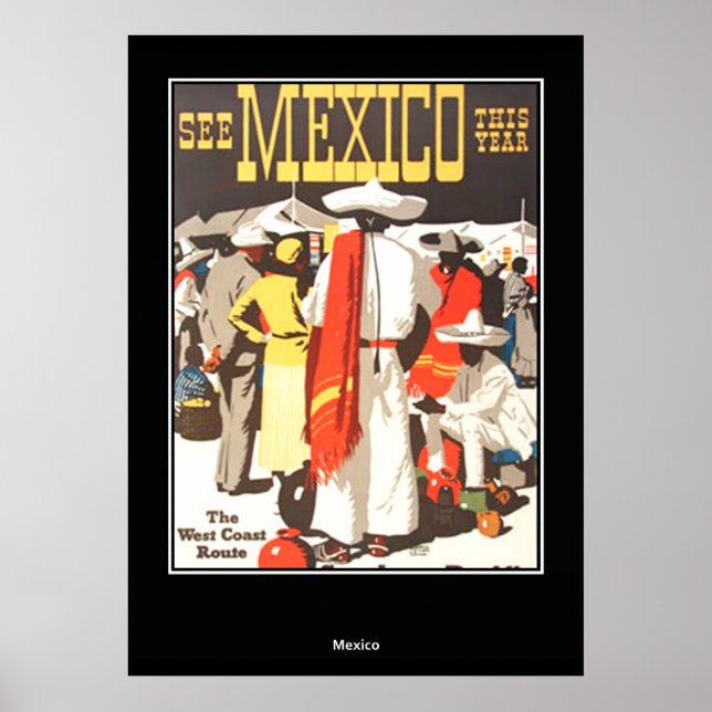 Vintage Travel Print Poster Mexiko (Vorne)