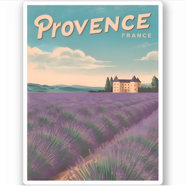 Vintage Travel Provence France Retro Landschaftlic Aufkleber (Vorderseite)