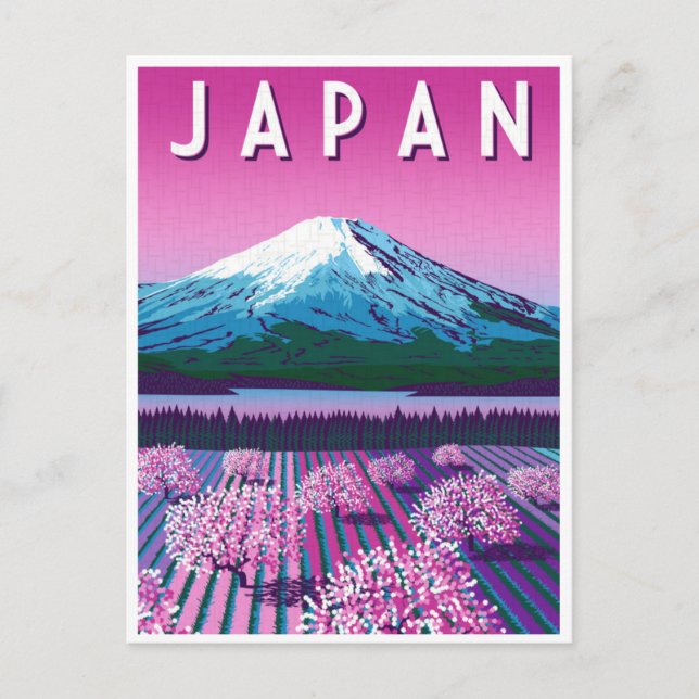 Vintage Travel Retro Aquarell Japan Postkarte (Vorderseite)