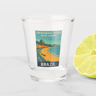 Vintage Travel Rio de Janeiro Copacabana Strand Schnapsglas