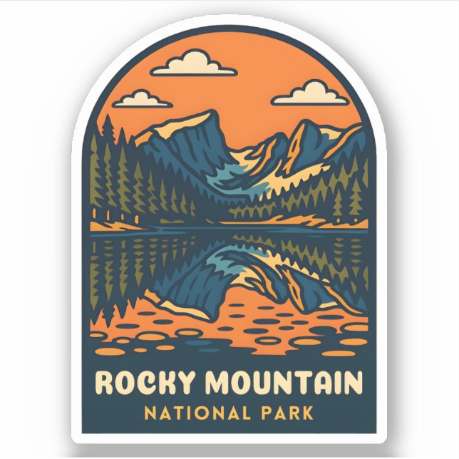 Vintage Travel Rocky Mountain Nationalpark Retro Aufkleber (Vorderseite)
