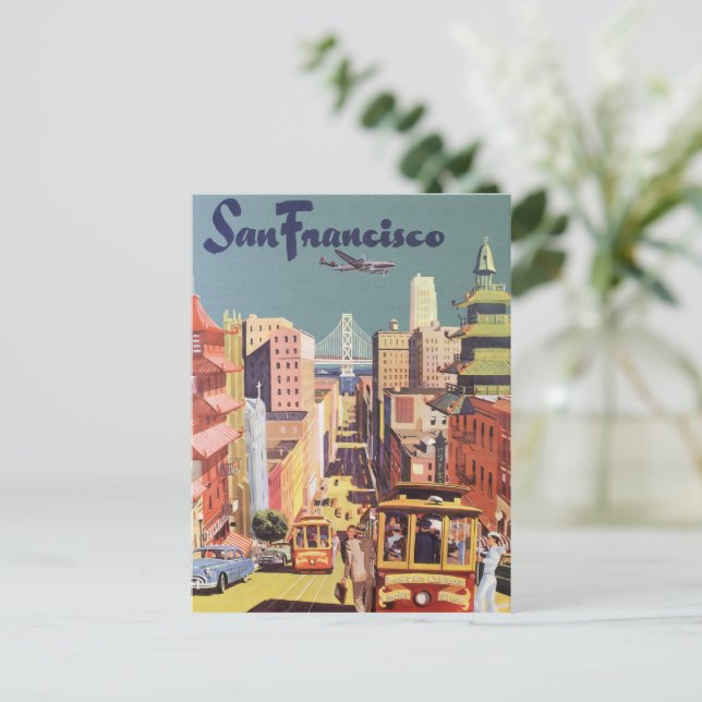 Vintage Travel San Francisco Adressenänderung Postkarte (Stehend Vorderseite)