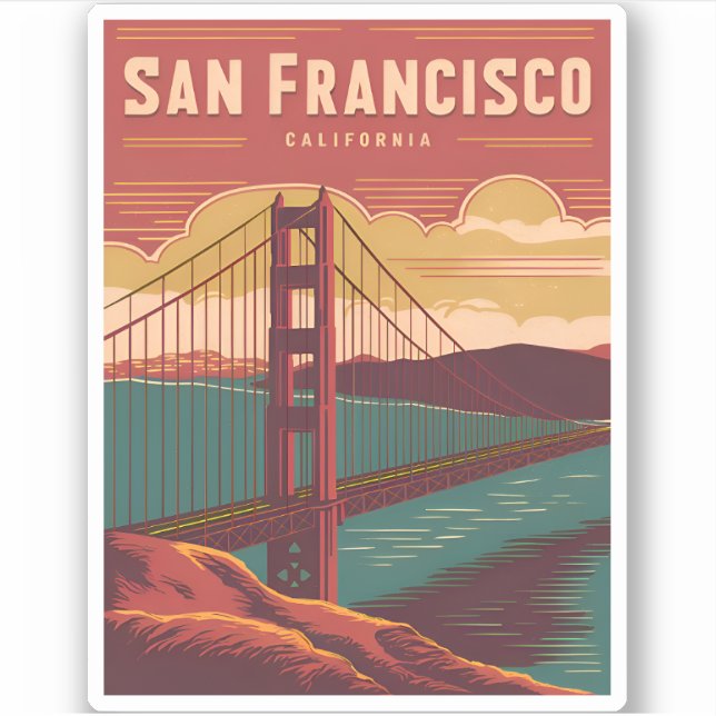 Vintage Travel San Francisco Aufkleber (Vorderseite)