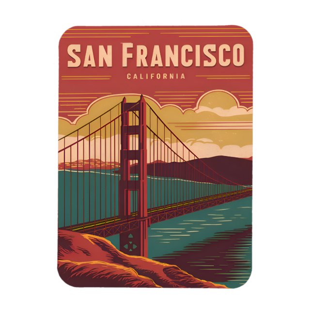 Vintage Travel San Francisco Magnet (Vertikal)