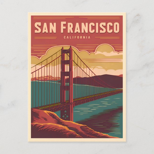Vintage Travel San Francisco Postkarte (Vorderseite)
