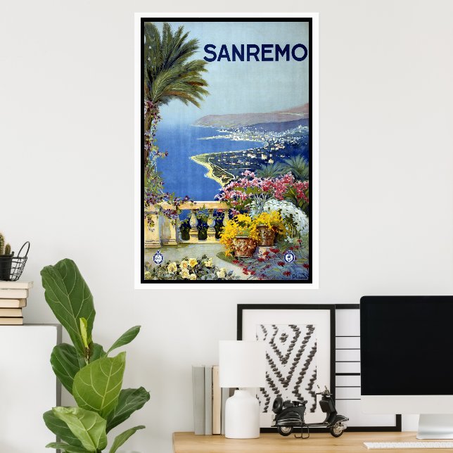 Vintage Travel, San Remo, Italien, italienische Ri Poster (Heimbüro)