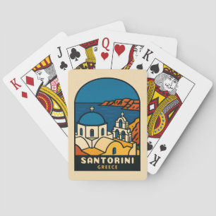 Vintage Travel Santorini Griechenland Retro Seasid Spielkarten