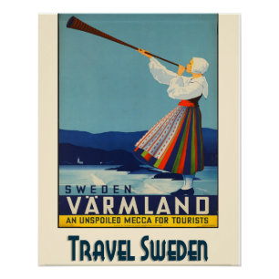 Vintage Travel Schweden Glossy Poster