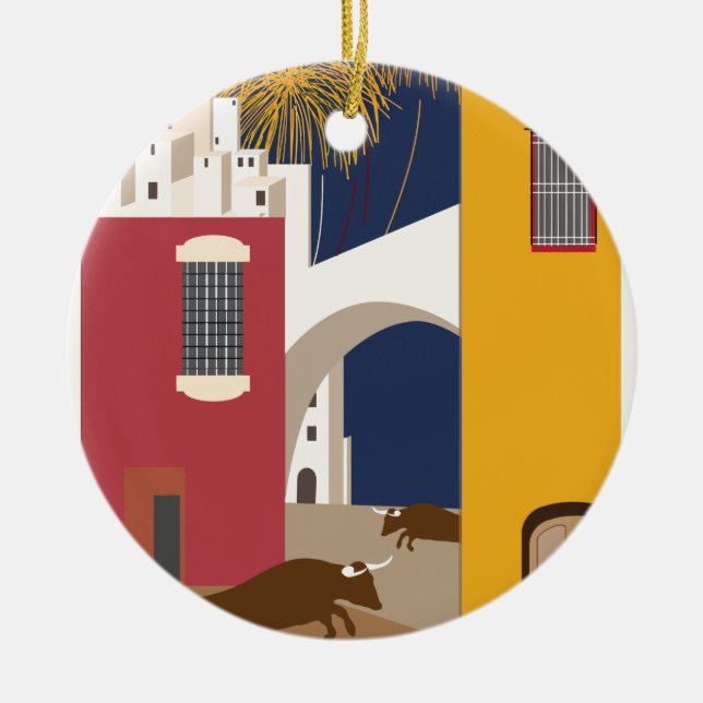 Vintage Travel Spanien Keramikornament (Vorne)