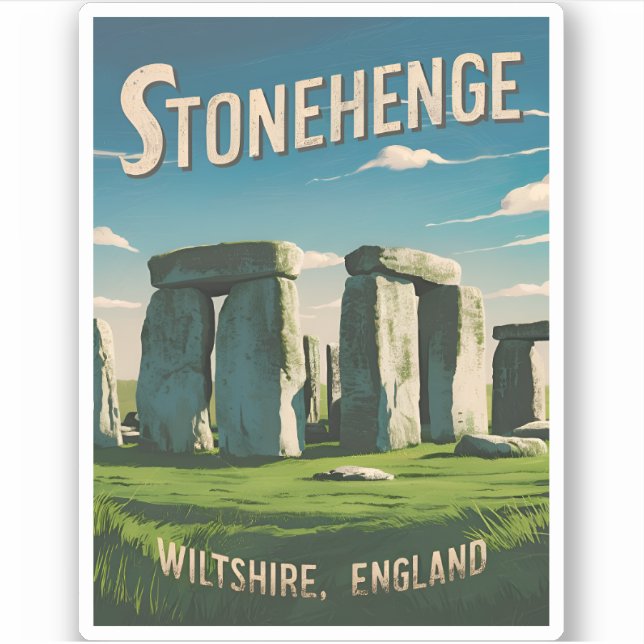 Vintage Travel Stonehenge England Retro Graphic Aufkleber (Vorderseite)