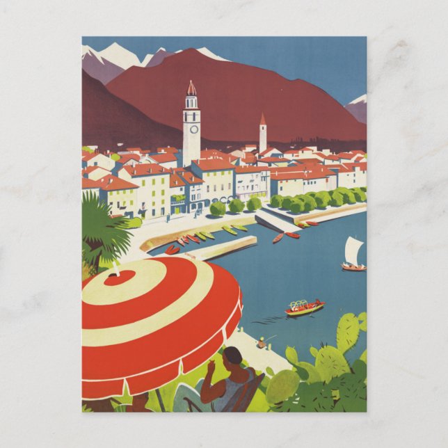 Vintage Travel Switzerland Postkarte (Vorderseite)