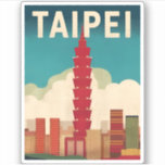 Vintage Travel Taipei 101 Taiwan Retro Graphic Aufkleber<br><div class="desc">Feiern Sie die Magie Taipeis mit diesem Retro-Reisedesign mit dem Taipei 101. Inmitten nostalgischer Farben und Vintagen Charmes erobert dieses Stück den ikonischen Wolkenkratzer in einer Retro-Ästhetik,  die an klassische Reiseplakate aus der Vergangenheit erinnert.</div>
