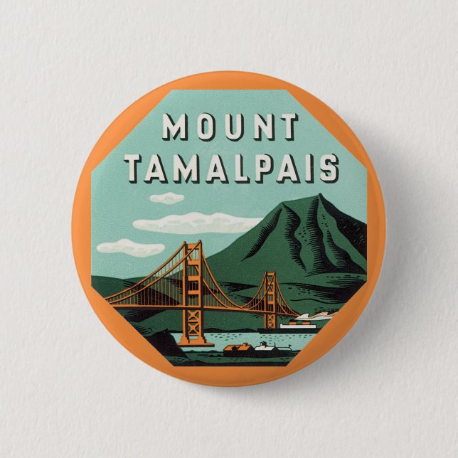 Vintage Travel, Tamalpais Mountain oder Mount Tam Button (Vorderseite)