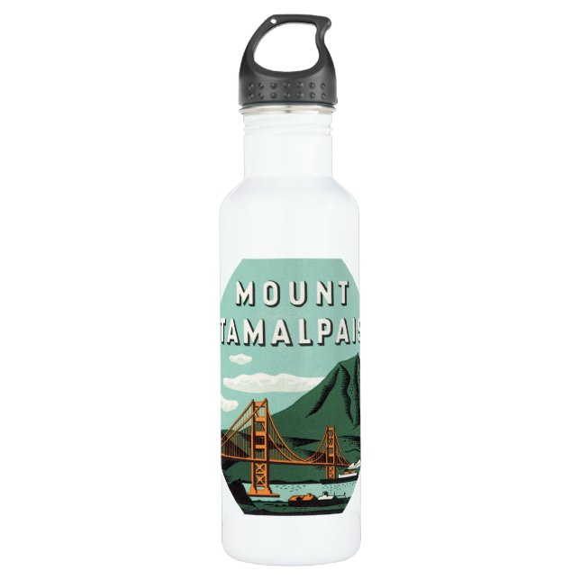 Vintage Travel, Tamalpais Mountain oder Mount Tam Trinkflasche (Vorderseite)