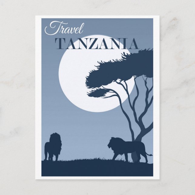 Vintage Travel Tansania Afrika Lion Postkarte (Vorderseite)