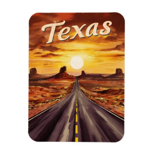 Vintage Travel Texas Landscape Retro Landschaftlic Magnet