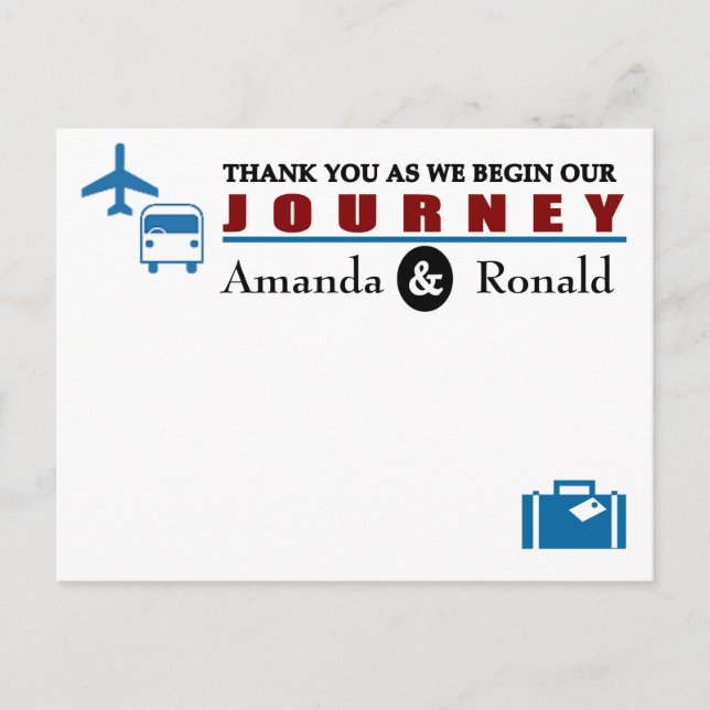 Vintage Travel Themed Wedding Danke Karte (Vorderseite)
