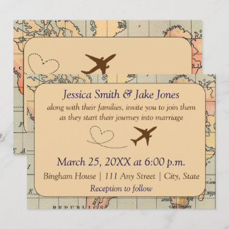 Vintage, Travel Themed Wedding Invite Einladung