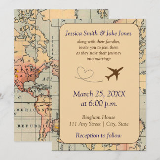 Vintage, Travel Themed Wedding Invite Einladung
