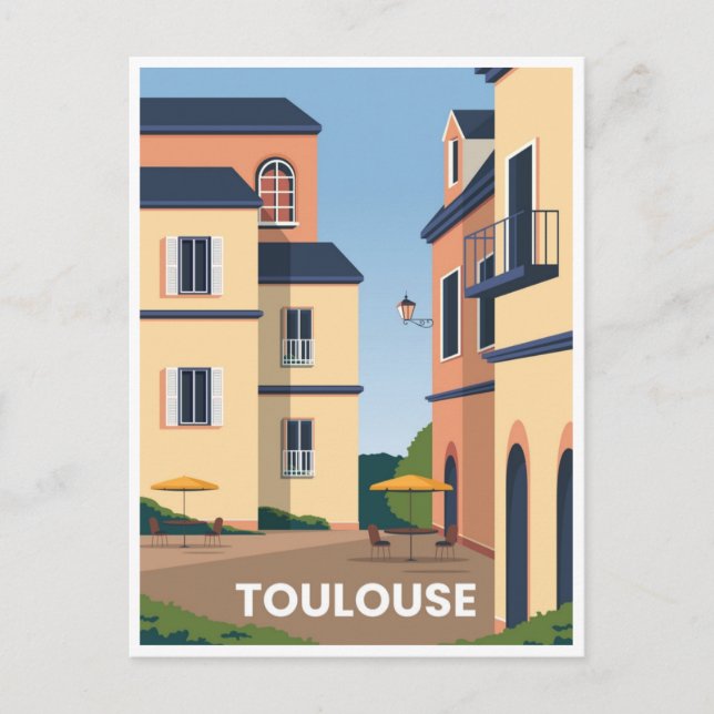 Vintage Travel Toulouse Frankreich Kunst und Kunst Postkarte (Vorderseite)