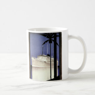 Vintage Travel Tropical Cruise Ship and Palm Trees Kaffeetasse