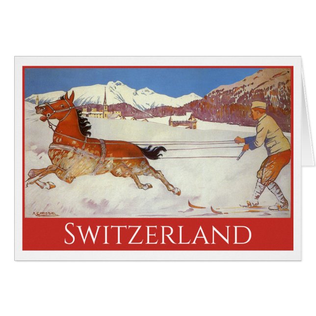 Vintage Travel, Winter in Engadin Schweiz (Vorderseite (Horizontal))