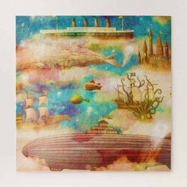 Vintage Travel World Sky Blaue Ozeanwale (Vertikal)