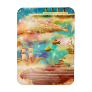 Vintage Travel World Sky Wale Magnet