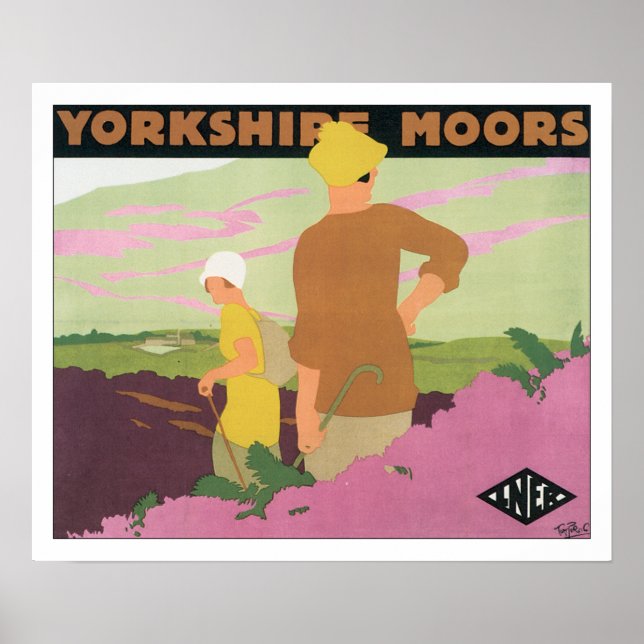 Vintage Travel Yorkshire Moors England Poster (Vorne)