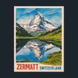 Vintage Travel Zermatt Schweiz Matterhorn Postkarte<br><div class="desc">Erleben Sie das majestätische Matterhorn mit diesem faszinierenden Retro-Reise-inspiriert Design. Inmitten nostalgischer Gemälde und Vintagen Charmes vereint dieses Stück die malerische Berglandschaft in einer Retro-Ästhetik,  die an klassische Reiseplakate aus früheren Zeiten erinnert.</div>