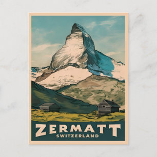 Vintage Travel Zermatt Switzerland Retro Landschaf Postkarte