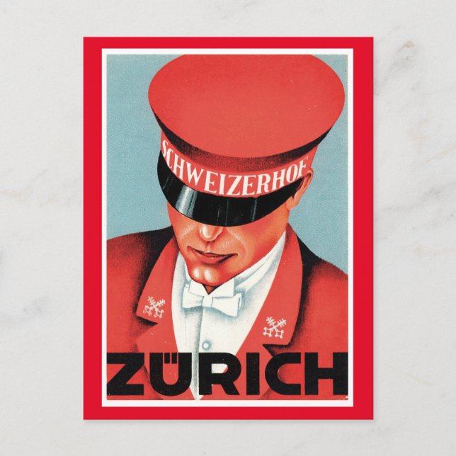 Vintage Travel Zurich Switzerland Postkarte (Vorderseite)