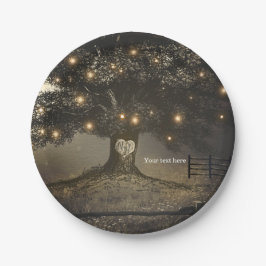 Vintage Tree & Night Lights Hochzeitsempfehlung Pappteller