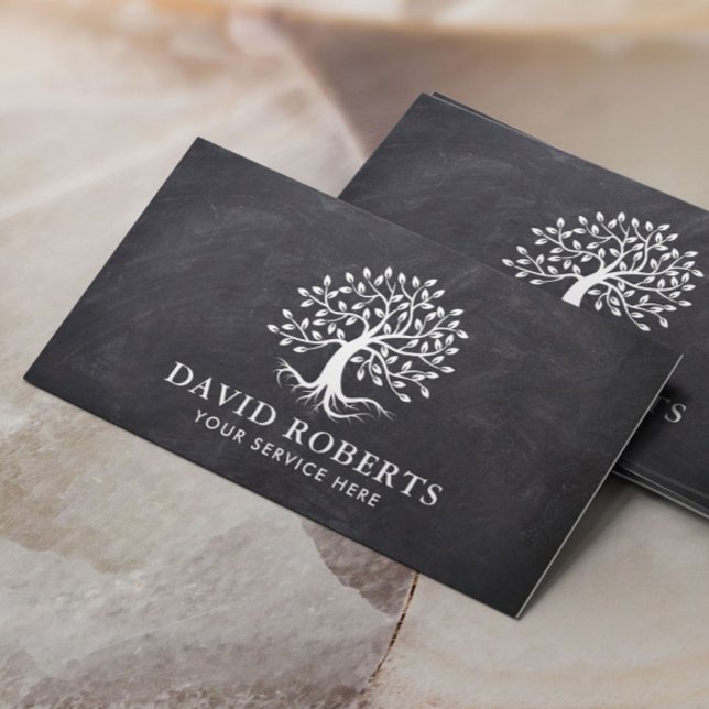 Vintage Tree Roots Elegantes Chalkboard Visitenkarte (Von Creator hochgeladen)