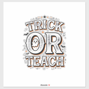 Vintage Trick Or Teach Halloween-Lehrer-Shirt-Des Aufkleber
