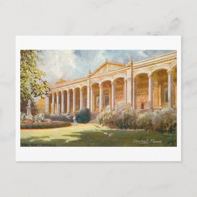 Vintage Trinkhalle in Baden-Baden Postkarte (Vorderseite)
