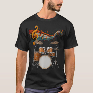 Vintage-Trommeln Musiknoten Perkussion T-Shirt
