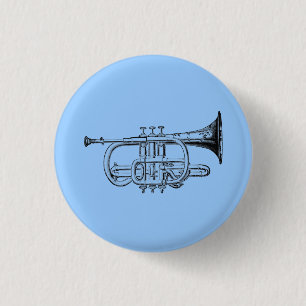 Vintage Trompete-hölzerner Stich Button