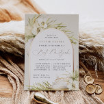 Vintage Tropen | Bat Mitzvah Folieneinladung<br><div class="desc">Tropische Schick-Fledermaus Mitzvah Einladungen in einer verführerischen neutralen Farbpalette verfügen über eine Rose goldfarbenen Bogengewölbe mit Ihren Zeremonie und Feiern oder Party Details,  die mit hellgrünen Aquarellpalmen,  beachy Island foliage,  weißen Orchideen,  boho getrockneten Botanicals und Pampas Gras.</div>