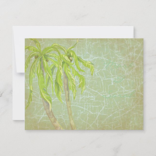 Vintage Tropenbrise-Hochzeit RSVP Karte (Vorderseite)