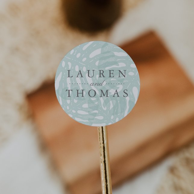 Vintage Tropenhochzeit Runder Aufkleber (Von Creator hochgeladen)