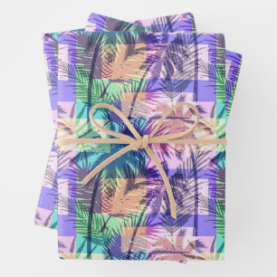 Vintage Tropenpalmenbaumkollage Geschenkpapier Set