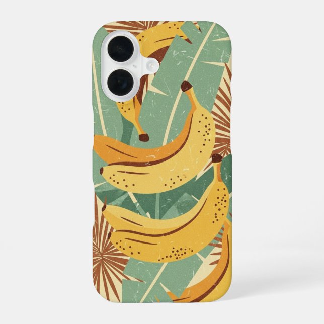 Vintage Tropical Banana Pattern iPhone 16 Hülle (Rückseite)