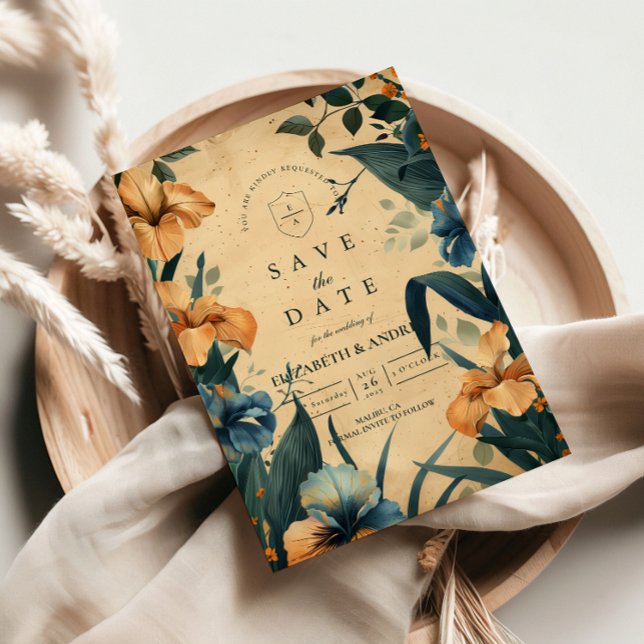 Vintage Tropical Botanical Wedding Save The Date (Von Creator hochgeladen)